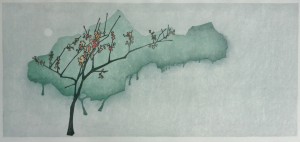 Japanese woodblock with some hand colouring