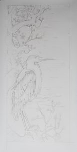 Heron and wild plum, an image for early spring